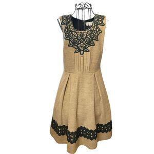 Anthropologie A'reve Brown & Black Sleeveless Tweed Lined Dress Women Size Small